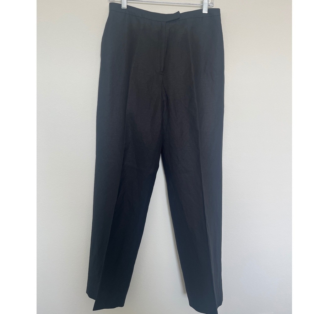 Club Monaco Linen Blend Pants Womens‎ 8 Black Lined Tailored Trousers Pockets